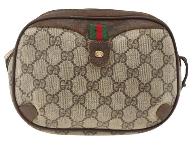 GUCCI GG Supreme Web Sherry Line Tasche aus PVC Beige Gold 156 02 066 Auth bs34217 Golden - Ansicht 13