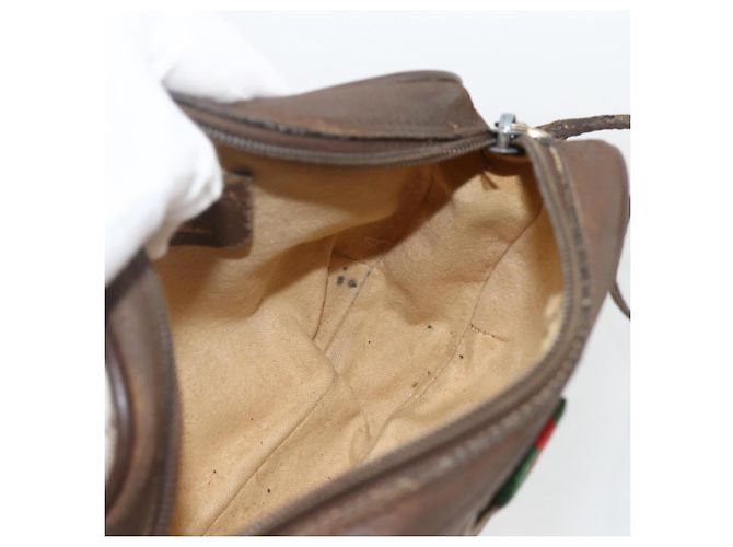 GUCCI GG Supreme Web Sherry Line Tasche aus PVC Beige Gold 156 02 066 Auth bs34217 Golden - Ansicht 19