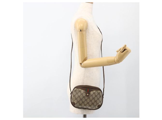 GUCCI GG Supreme Web Sherry Line Tasche aus PVC Beige Gold 156 02 066 Auth bs34217 Golden - Ansicht 21