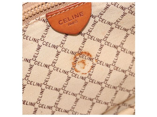 Céline Clutch in tela Macadam CELINE PVC Beige Oro Auth ARZ901 D'oro - vista 11