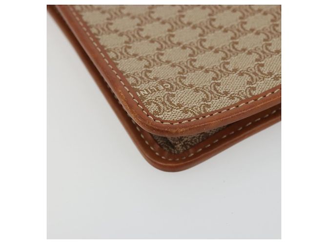 Céline Clutch in tela Macadam CELINE PVC Beige Oro Auth ARZ901 D'oro - vista 14