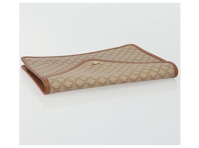 Céline Clutch in tela Macadam CELINE PVC Beige Oro Auth ARZ901 D'oro - vista 5