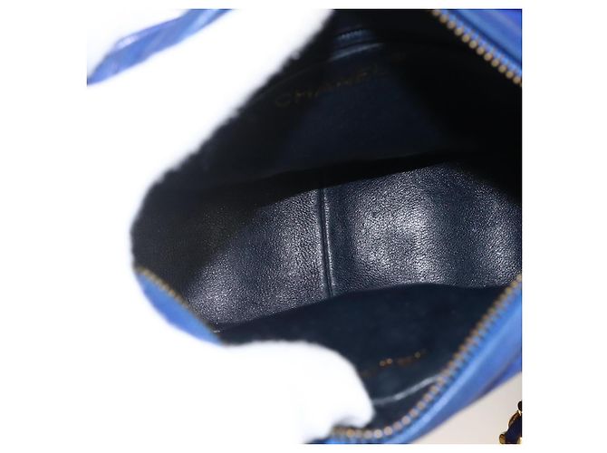 CHANEL Borsa a Spalla Matelassé Catena Satin Blu Oro CC Auth BAZ668V D'oro - vista 10