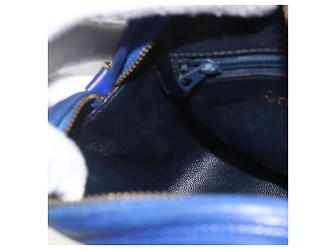 CHANEL Borsa a Spalla Matelassé Catena Satin Blu Oro CC Auth BAZ668V D'oro - vista 21
