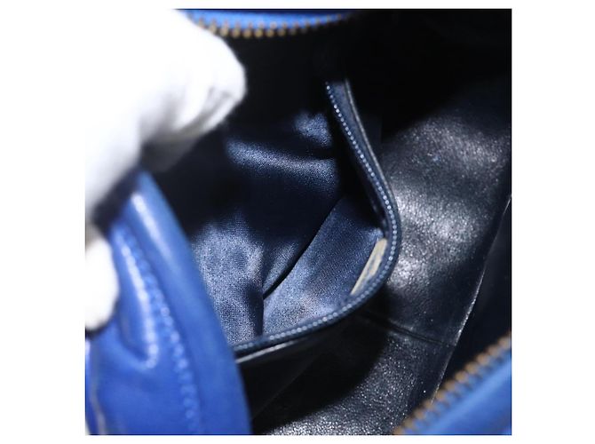 CHANEL Borsa a Spalla Matelassé Catena Satin Blu Oro CC Auth BAZ668V D'oro - vista 23