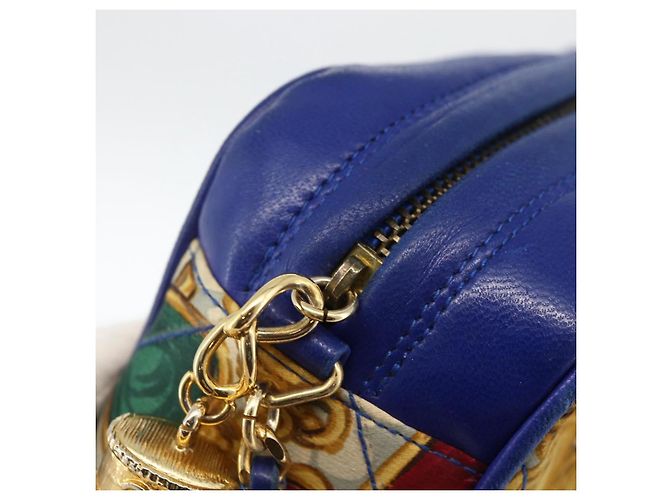 CHANEL Borsa a Spalla Matelassé Catena Satin Blu Oro CC Auth BAZ668V D'oro - vista 9