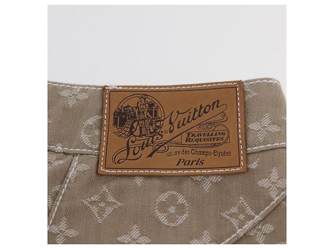 Falda de Denim Monogram LOUIS VUITTON Beige LV Auth BAZ833SAM - vista 3