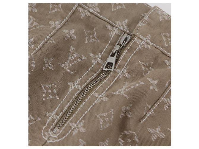 Falda de Denim Monogram LOUIS VUITTON Beige LV Auth BAZ833SAM - vista 4