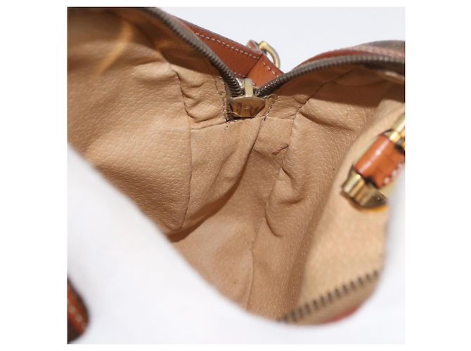Céline Borsa a Spalla in Tela Macadam CELINE in Pelle PVC Marrone Oro Auth ka3558A D'oro - vista 18
