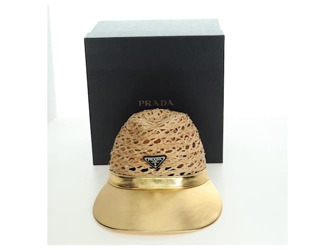 Cappello PRADA Raffia S Beige 1HC225 Auth BAZ670M - vista 12