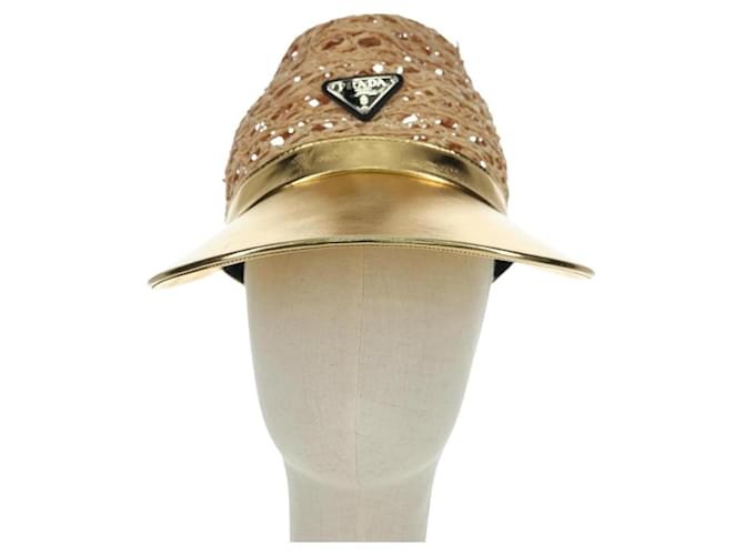 Cappello PRADA Raffia S Beige 1HC225 Auth BAZ670M - vista 13