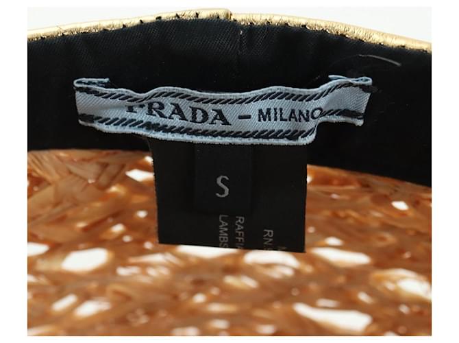 Cappello PRADA Raffia S Beige 1HC225 Auth BAZ670M - vista 14