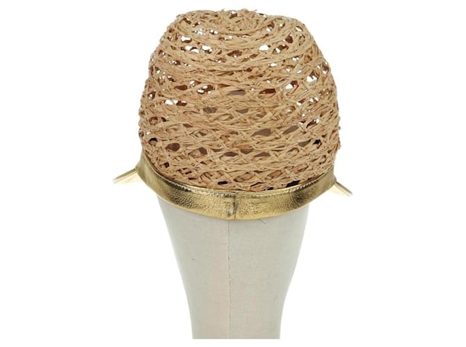 Cappello PRADA Raffia S Beige 1HC225 Auth BAZ670M - vista 2