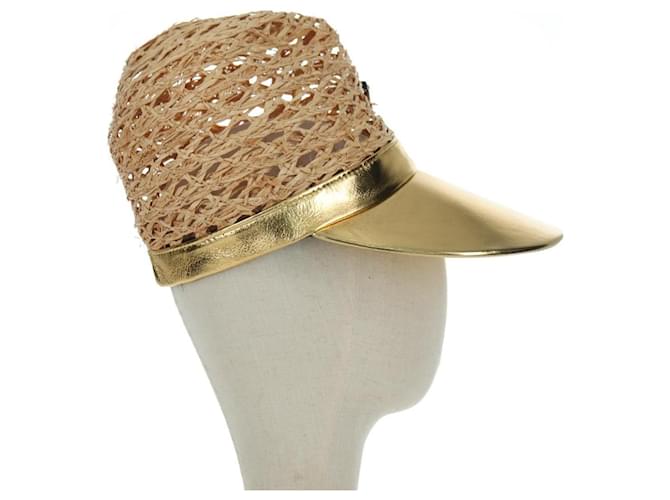 Cappello PRADA Raffia S Beige 1HC225 Auth BAZ670M - vista 4