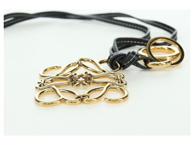 LOEWE Anagram Charm Pelle Nera Oro Auth BAZ275M Nero D'oro - vista 14