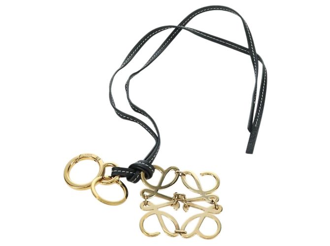 LOEWE Anagram Charm Pelle Nera Oro Auth BAZ275M Nero D'oro - vista 8