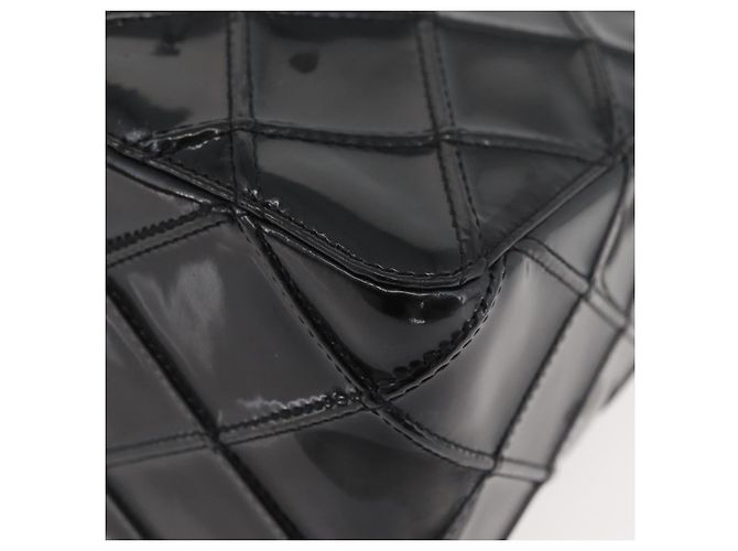 CHANEL Bicolor Schultertasche aus Lackleder Schwarz Silber CC Auth BAZ811A - Ansicht 18