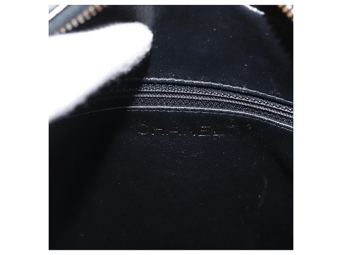 CHANEL Bicolor Schultertasche aus Lackleder Schwarz Silber CC Auth BAZ811A - Ansicht 19