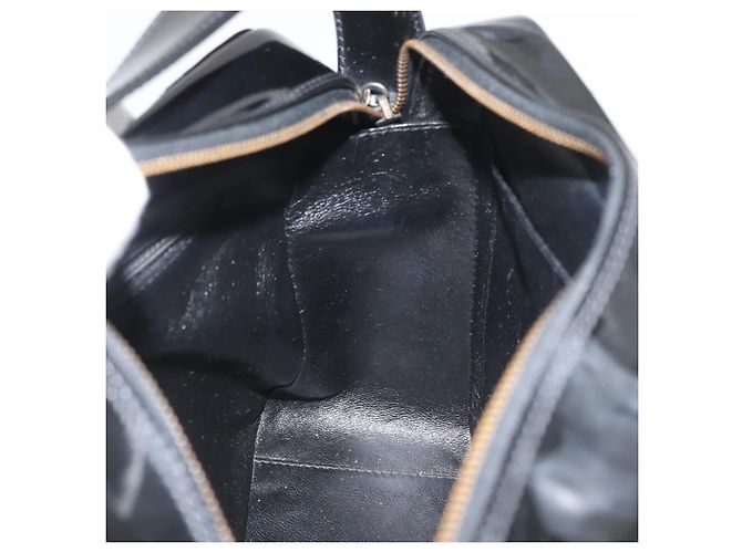 CHANEL Bicolor Schultertasche aus Lackleder Schwarz Silber CC Auth BAZ811A - Ansicht 20