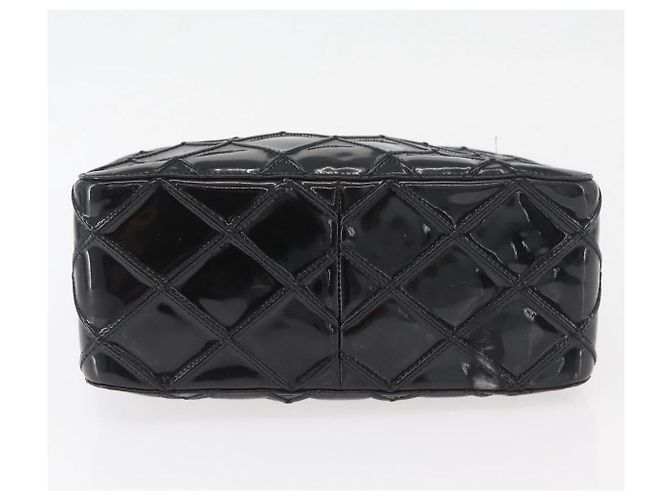 CHANEL Bicolor Schultertasche aus Lackleder Schwarz Silber CC Auth BAZ811A - Ansicht 5