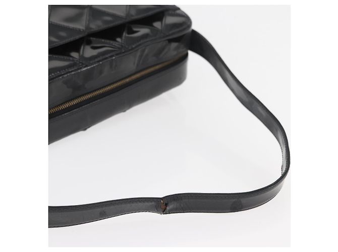 CHANEL Bicolor Schultertasche aus Lackleder Schwarz Silber CC Auth BAZ811A - Ansicht 7