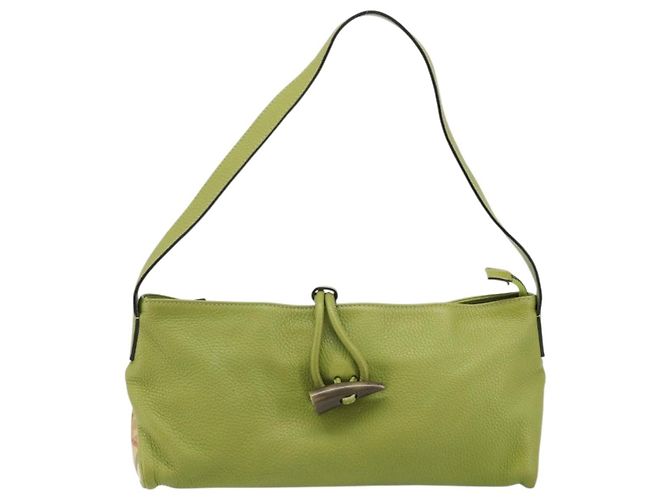 Borsa a Spalla in Pelle Verde Auth BAZ684A di BURBERRY - vista 13
