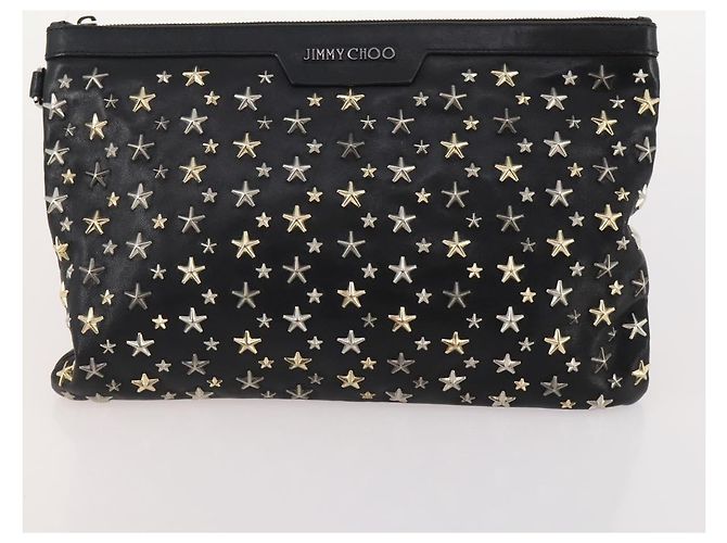 Borsa Tote Jimmy Choo in pelle e tela 2 pezzi nero grigio Auth BA11842 Marrone - vista 10