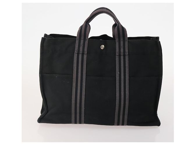 Borsa Tote Jimmy Choo in pelle e tela 2 pezzi nero grigio Auth BA11842 Marrone - vista 2