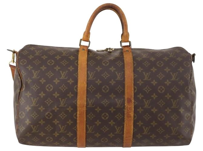 LOUIS VUITTON Monogram Keepall Bandouliere 50 Borsa Boston M41416 LV Auth 174446 Monogramma - vista 13