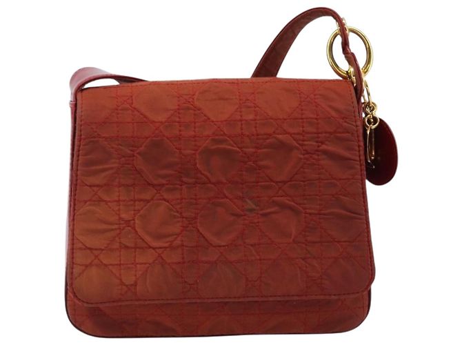 Borsa a Spalla Canage Christian Dior in Nylon Rosso e Oro Auth YKZ592 D'oro - vista 13
