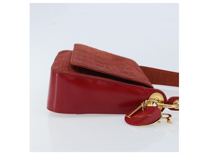 Borsa a Spalla Canage Christian Dior in Nylon Rosso e Oro Auth YKZ592 D'oro - vista 3