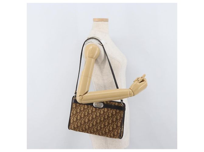 Borsa a Spalla in Tela Trotter Christian Dior Marrone Oro Auth BAZ520 D'oro - vista 19