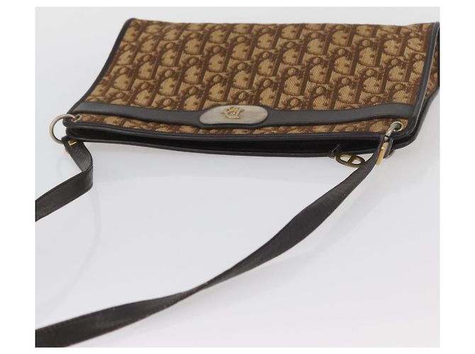 Borsa a Spalla in Tela Trotter Christian Dior Marrone Oro Auth BAZ520 D'oro - vista 6