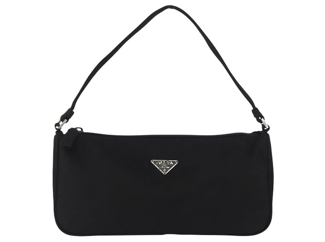 PRADA Accessory Pouch Nylon Black Silver Auth YKZ871A Silvery - view 13