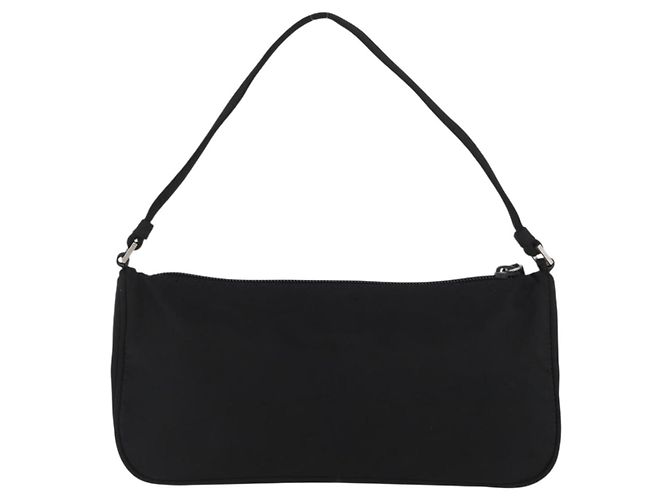 PRADA Accessory Pouch Nylon Black Silver Auth YKZ871A Silvery - view 2