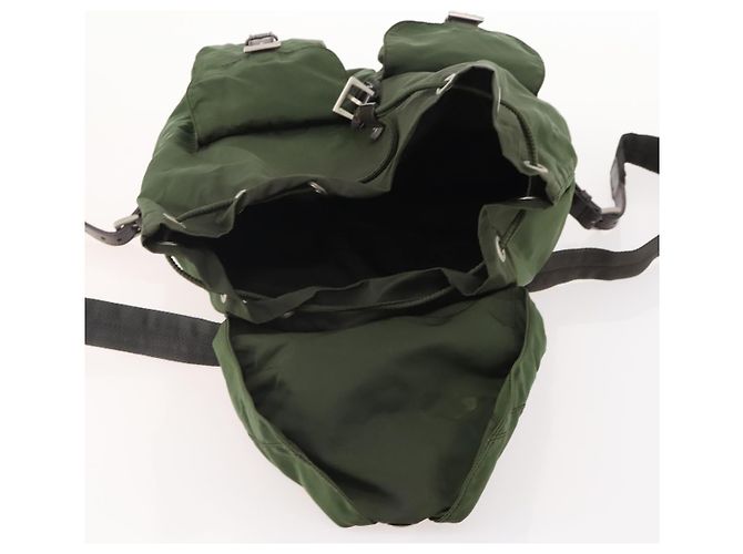 PRADA Backpack Nylon Khaki Silver Auth ARZ774 Silvery - view 10