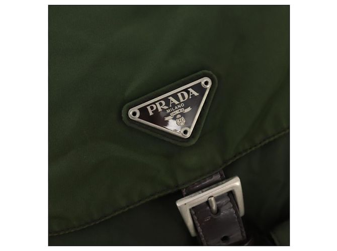 PRADA Backpack Nylon Khaki Silver Auth ARZ774 Silvery - view 20