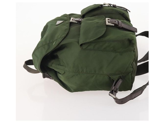 PRADA Backpack Nylon Khaki Silver Auth ARZ774 Silvery - view 4