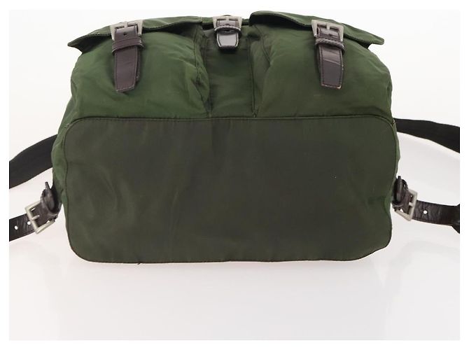 PRADA Backpack Nylon Khaki Silver Auth ARZ774 Silvery - view 5