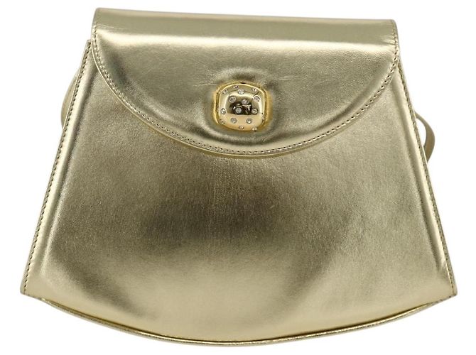 Borsa a Spalla Salvatore Ferragamo in Pelle Oro Autenticata BA11796A - vista 13