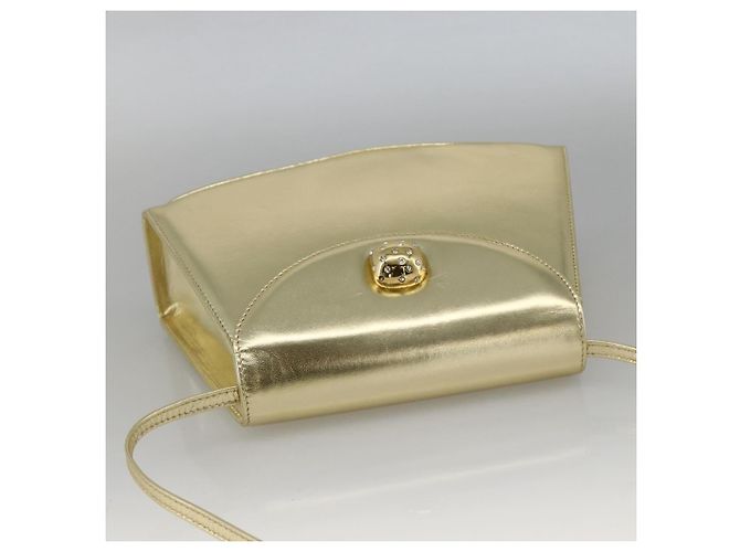 Borsa a Spalla Salvatore Ferragamo in Pelle Oro Autenticata BA11796A - vista 6