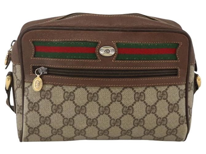Borsa Sherry Line GG Supreme Web di GUCCI in PVC beige e oro 001 115 6655 Auth BAZ128 D'oro - vista 13