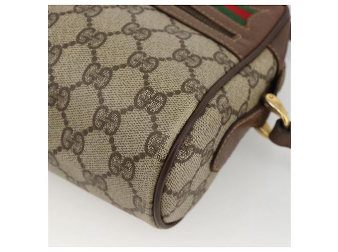 Borsa Sherry Line GG Supreme Web di GUCCI in PVC beige e oro 001 115 6655 Auth BAZ128 D'oro - vista 14