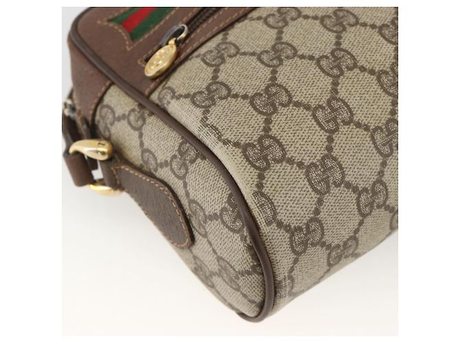 Borsa Sherry Line GG Supreme Web di GUCCI in PVC beige e oro 001 115 6655 Auth BAZ128 D'oro - vista 15