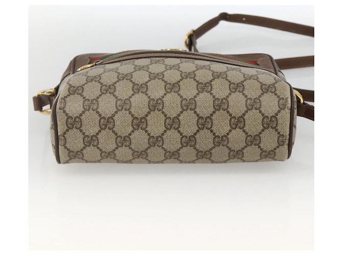 Borsa Sherry Line GG Supreme Web di GUCCI in PVC beige e oro 001 115 6655 Auth BAZ128 D'oro - vista 5