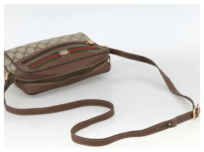 Borsa Sherry Line GG Supreme Web di GUCCI in PVC beige e oro 001 115 6655 Auth BAZ128 D'oro - vista 7