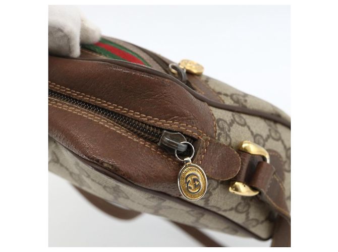 Borsa Sherry Line GG Supreme Web di GUCCI in PVC beige e oro 001 115 6655 Auth BAZ128 D'oro - vista 9