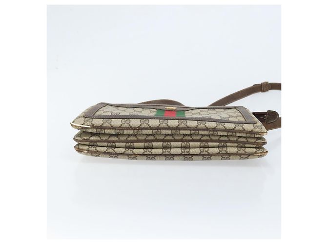 Borsa a Spalla Gucci GG Supreme Web Sherry Line PVC Beige Oro 010 378 Auth YKZ785 D'oro - vista 5