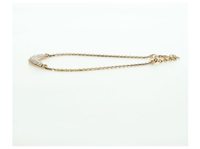 Collana in strass Christian Dior metallo oro Auth am11192V D'oro - vista 14