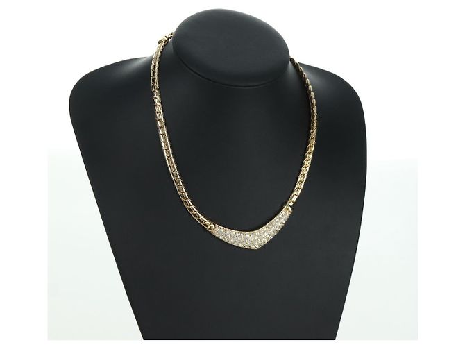 Collana in strass Christian Dior metallo oro Auth am11192V D'oro - vista 18